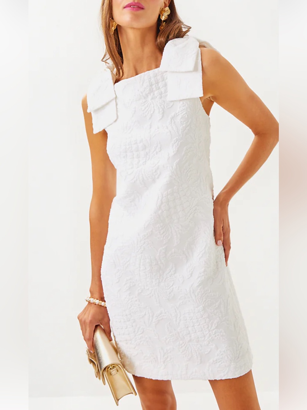 NWT LILLY PULITZER CARMINE STRETCH SHIFT DRESS SIZE 8 RESORT WHITE PINEAPPLE